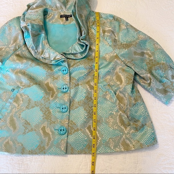 Samuel Dong Double Ruffle Neck Puff Sleeve Jacket - M - Picture 15 of 16